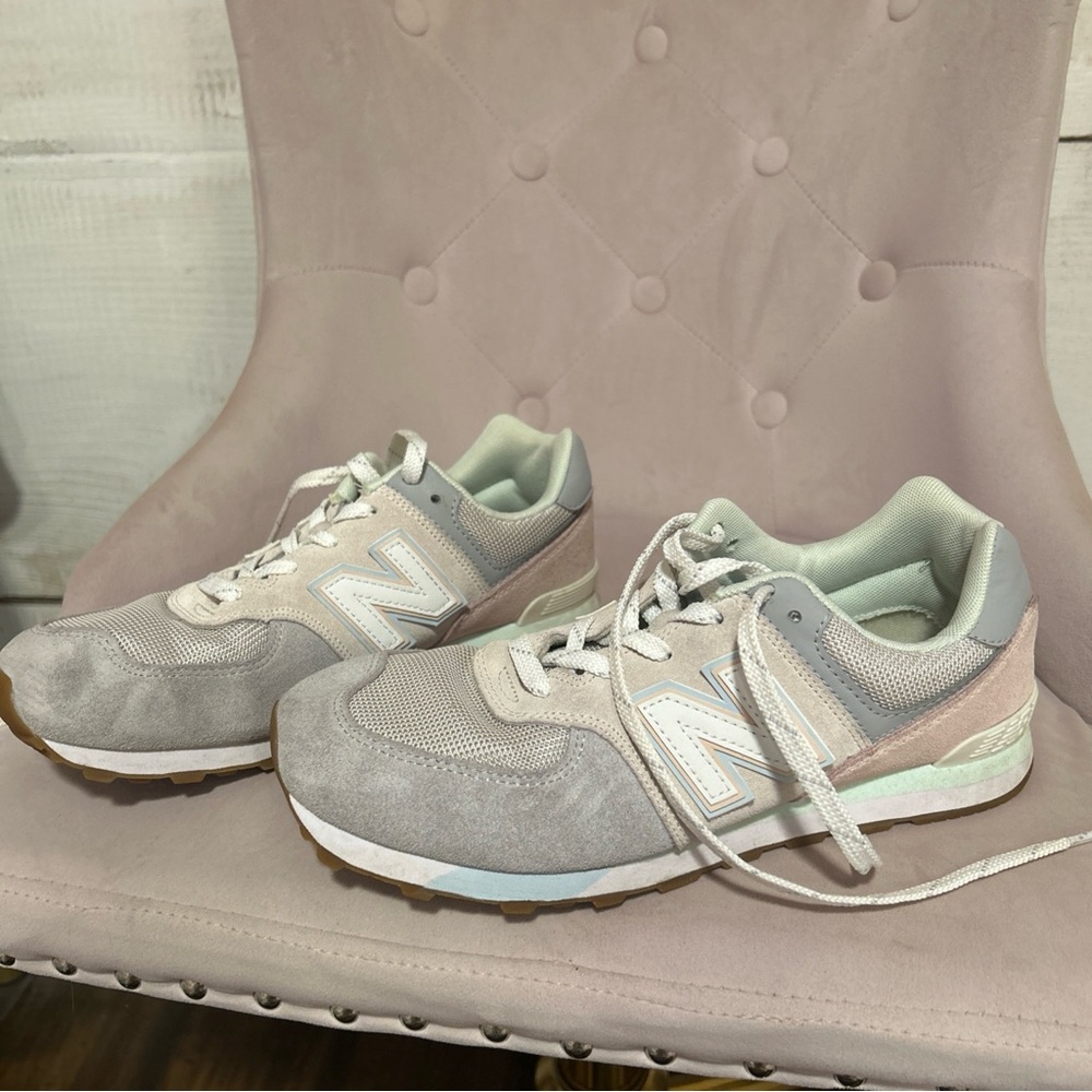 New Balance Women's Light Gray and White Sneakers